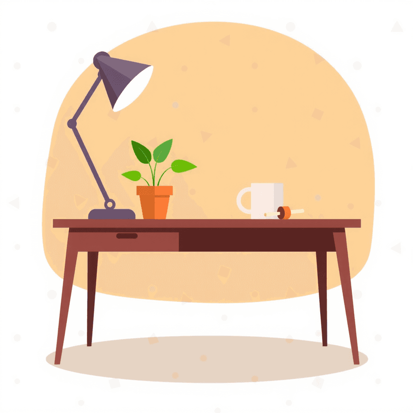 Cozy desk workspace illustration